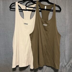 Rise Store Men’s Muscle Tanks - Cream and Green (2 for 1)